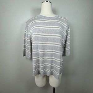KOTN Gray and White Oversized Striped Short Sleeve Tee XS